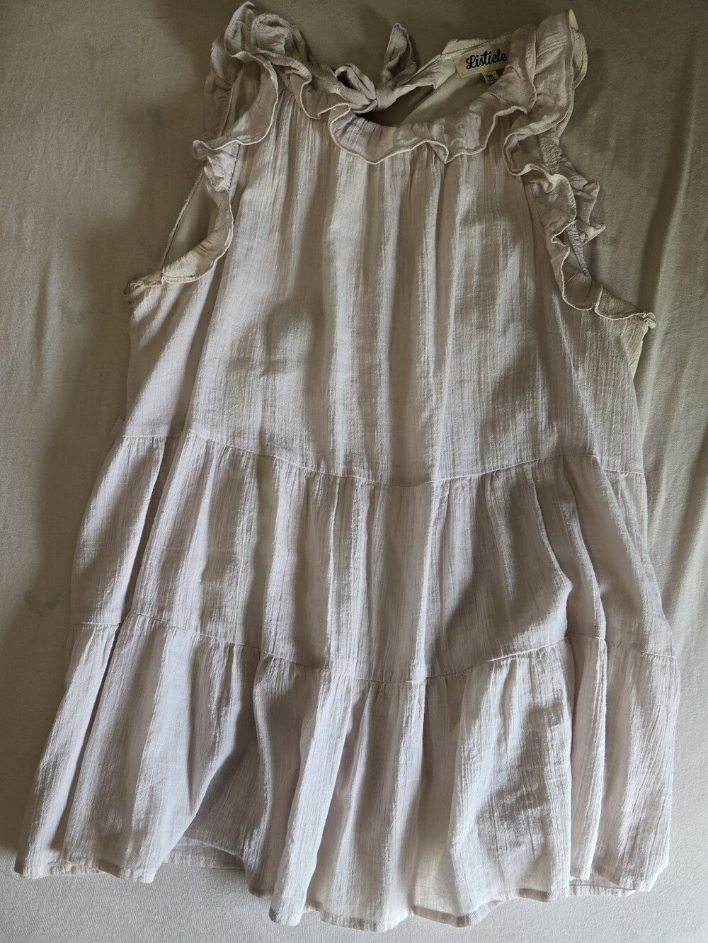 Cream Ruffle Tiered Top